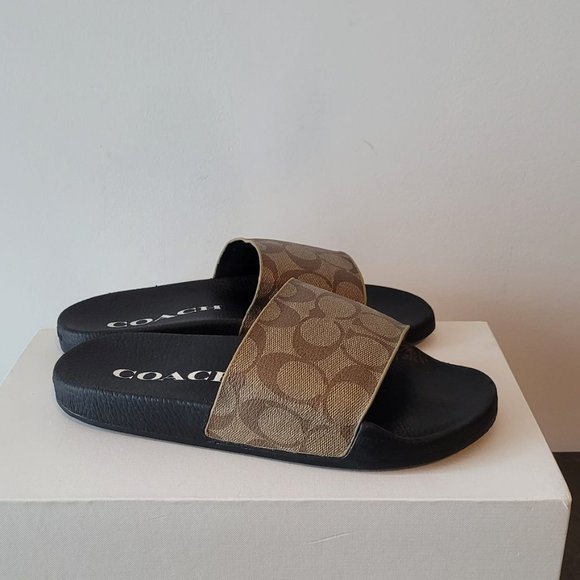 $107 *NEW* (7) COACH Khaki/Black Uli Sport Slide - Picture 3 of 11